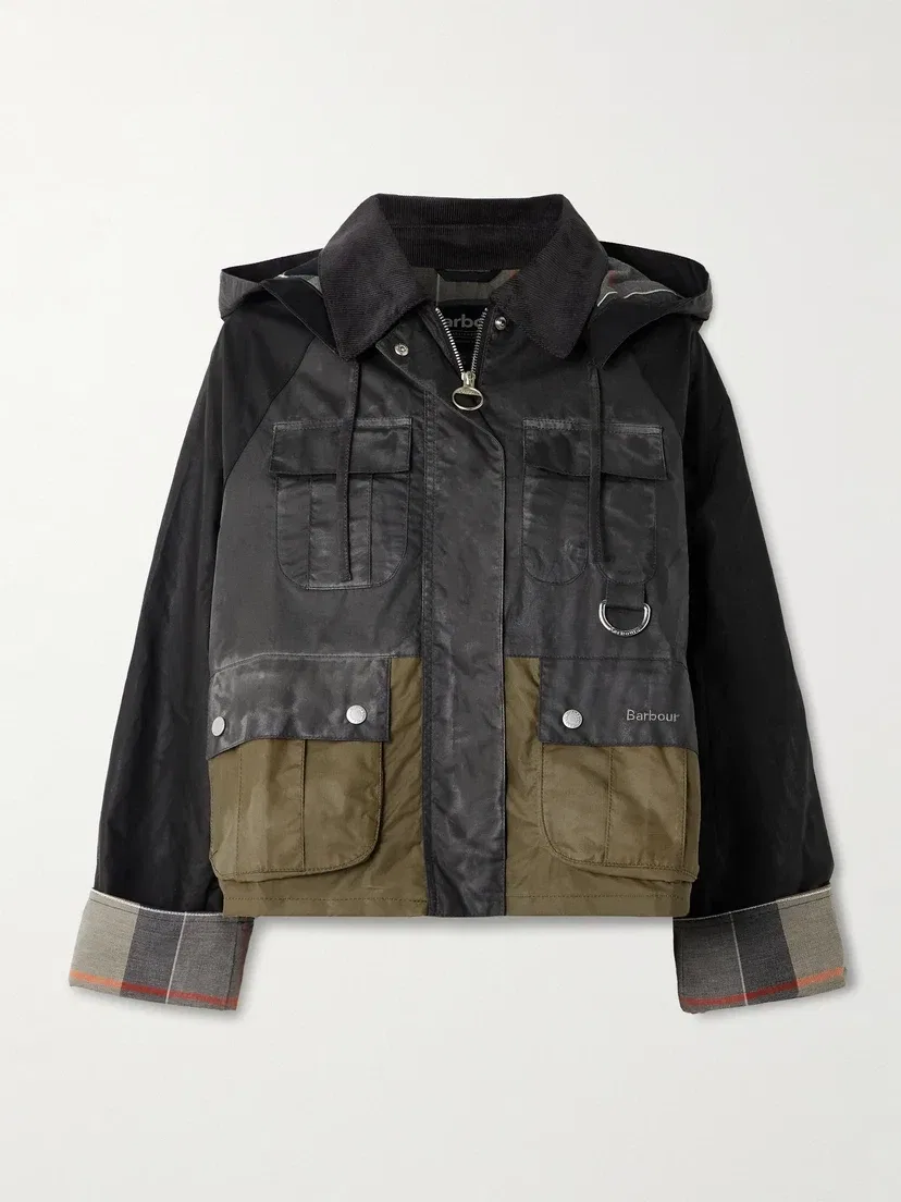 Вощеная куртка Liza с капюшоном и панелями Barbour, черный