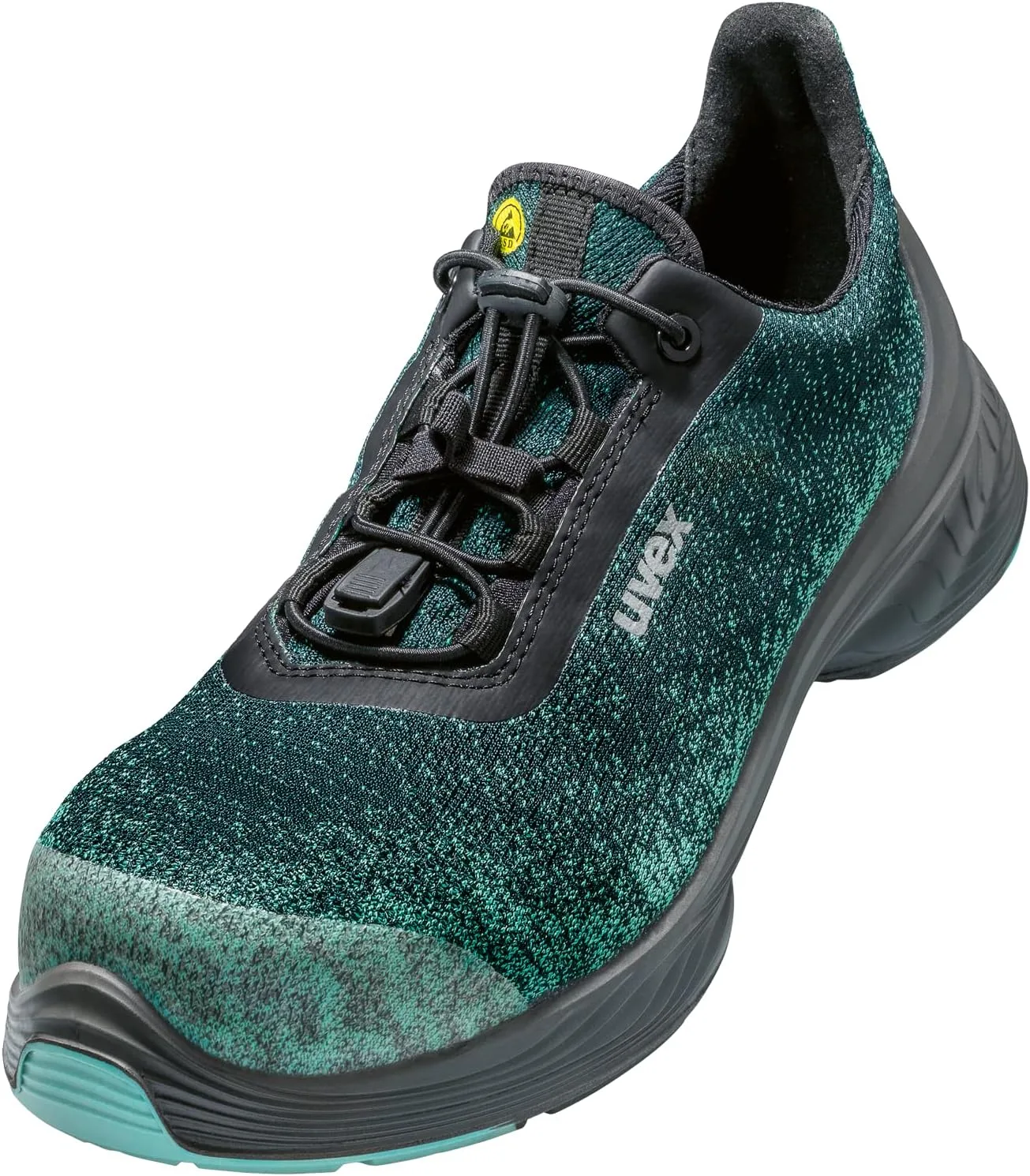 Ботинки рабочие Uvex 1 G2 Planet Safety Shoes S1 P SRC - изготовлены из переработанного ПЭТ, черный/бирюзовый