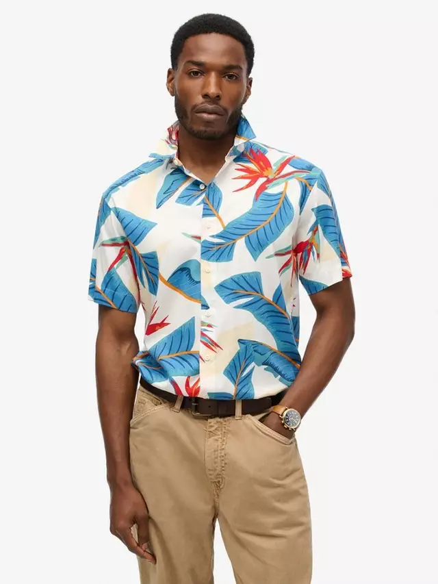 

Рубашка Superdry Tropical Print Hawaiian, цвет optic/paradise