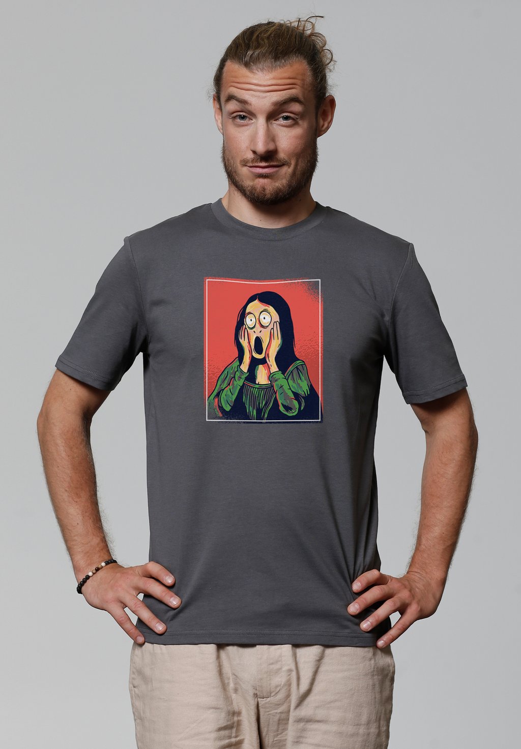 

Футболка с принтом MONA LISA SCREAM watapparel, антрацит