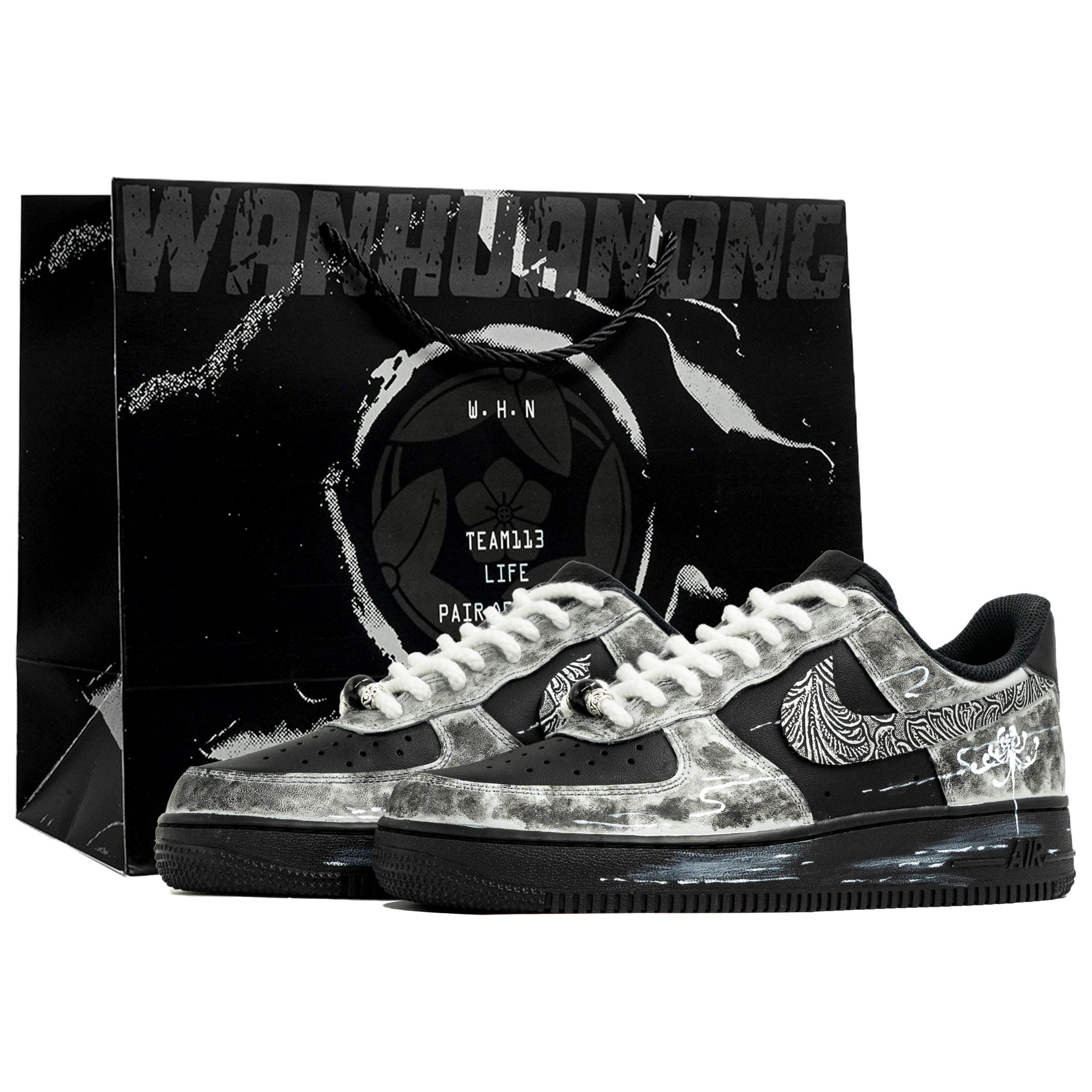 

Nike Кроссовки Air Force 1 Kaleidoscope, Misty Mist, Shopping Bag, износостойкие низкие, для скейтбординга, унисекс, черный