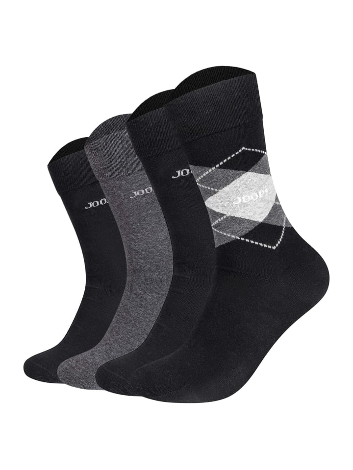 

JOOP! Носки, комплект из 4 пар, черно-серые