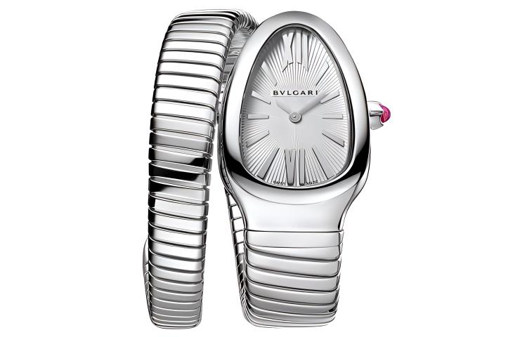 

BVLGARI Часы Serpenti Series с кварцевым механизмом, стальной браслет, 35 мм, серебристый циферблат, женские