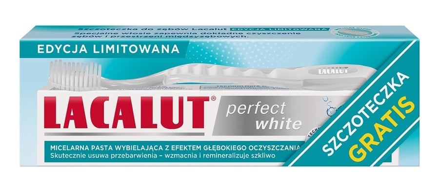 

Зубная паста LACALUT Perfect White 75 мл + Зубная щетка Zdrovit