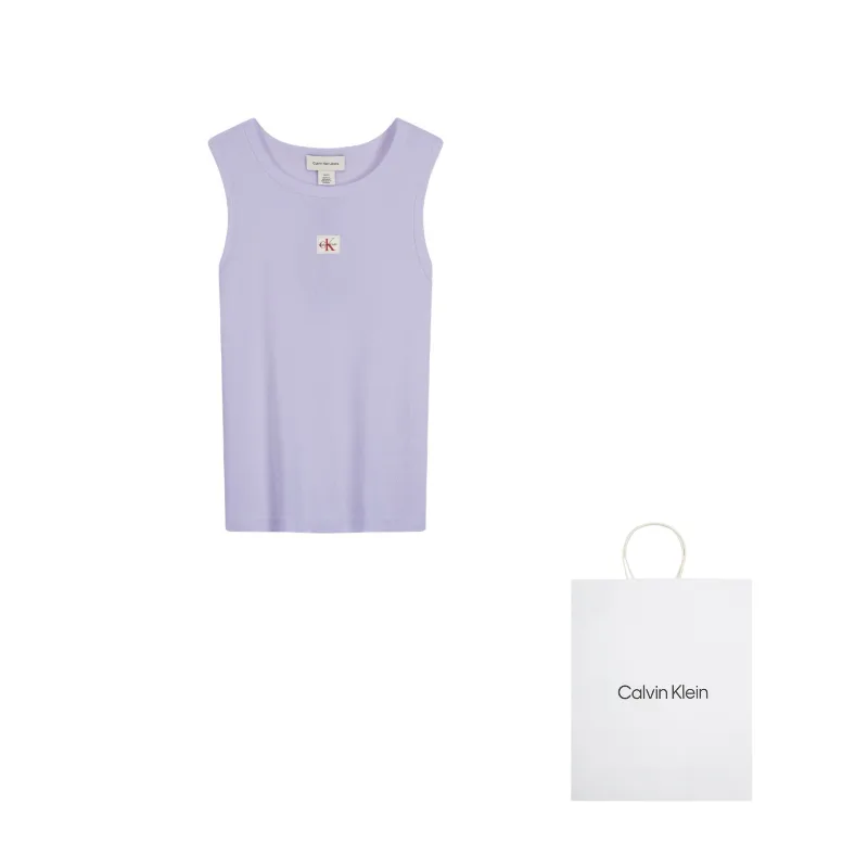Топ с логотипом и ребрами Calvin Klein, VBK-Lavender