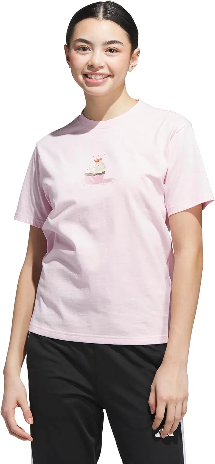 Футболка с принтом adidas Coquette Graphic, Clear Pink/Cupcake