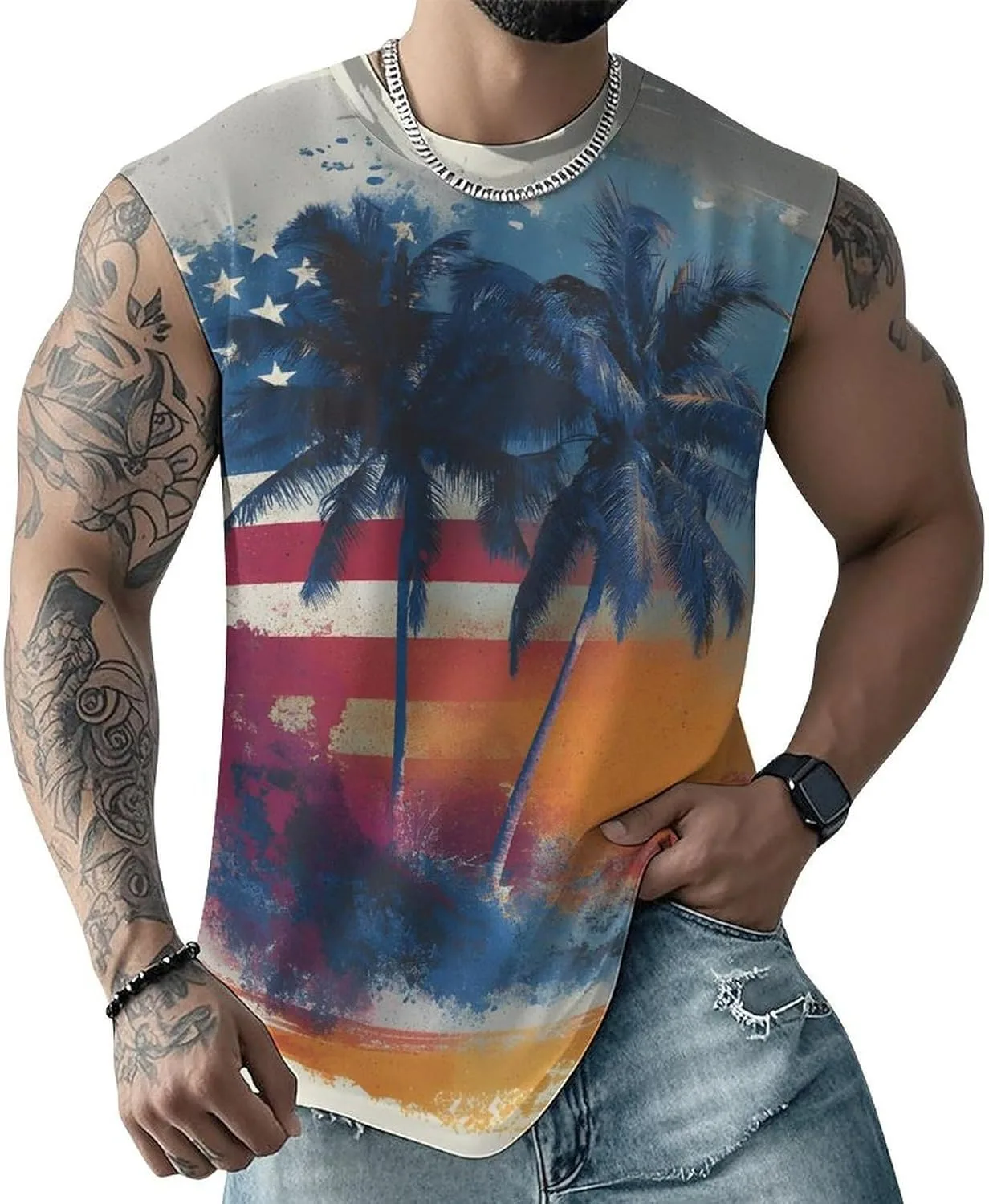 

Футболка с 3D-принтом в тропическом стиле BarbedRose