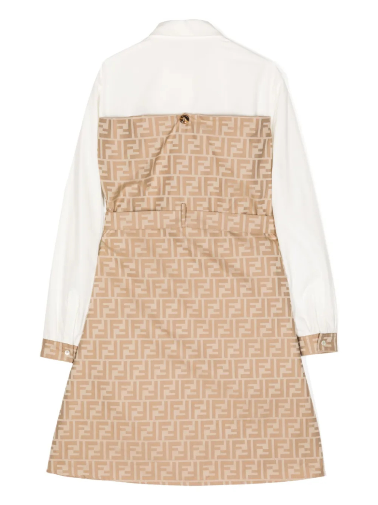 Платье с поясом и логотипом FF Fendi Kids, коричневый — фото 2