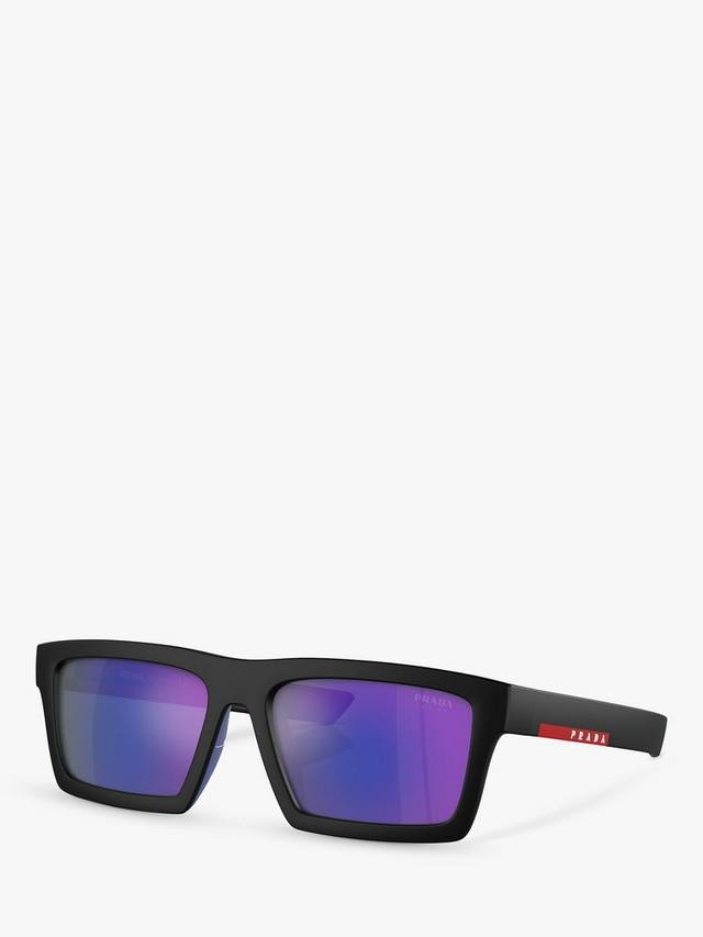 

Мужские прямоугольные солнцезащитные очки ps 02zs Prada, цвет Matte Black/Mirror Purple