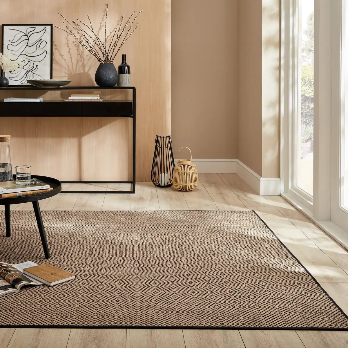 

FLAIR RUGS Ковер "Jute Diamond", прямоугольный, джутовый ковер 200х290 см, черный