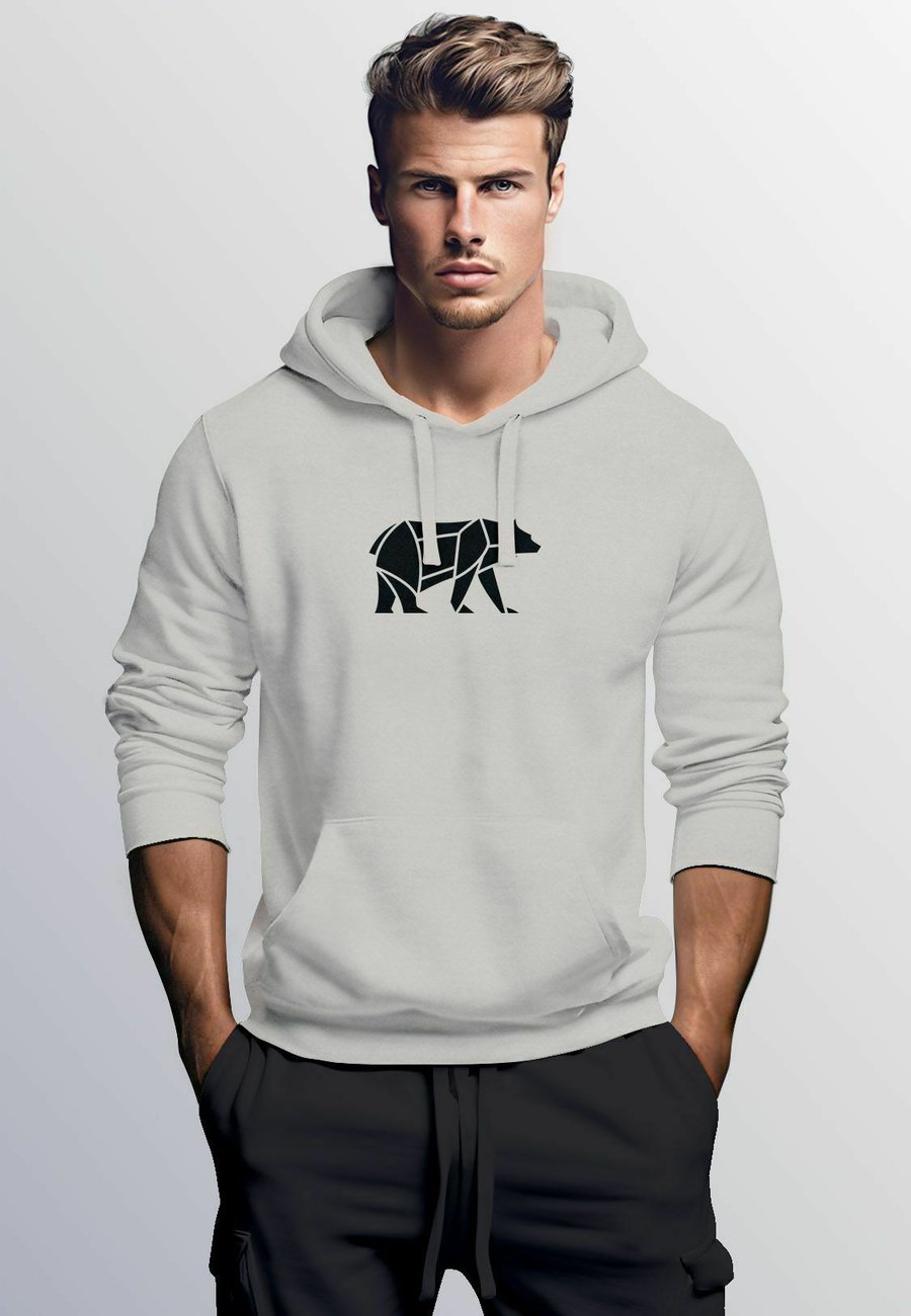 

Худи Neverless AUFDRUCK POLYGON DESIGN BÄR BEAR TIERMOTIV OUTDOOR FASHION STREETSTYLE , Polygon Urban Grey/Grey