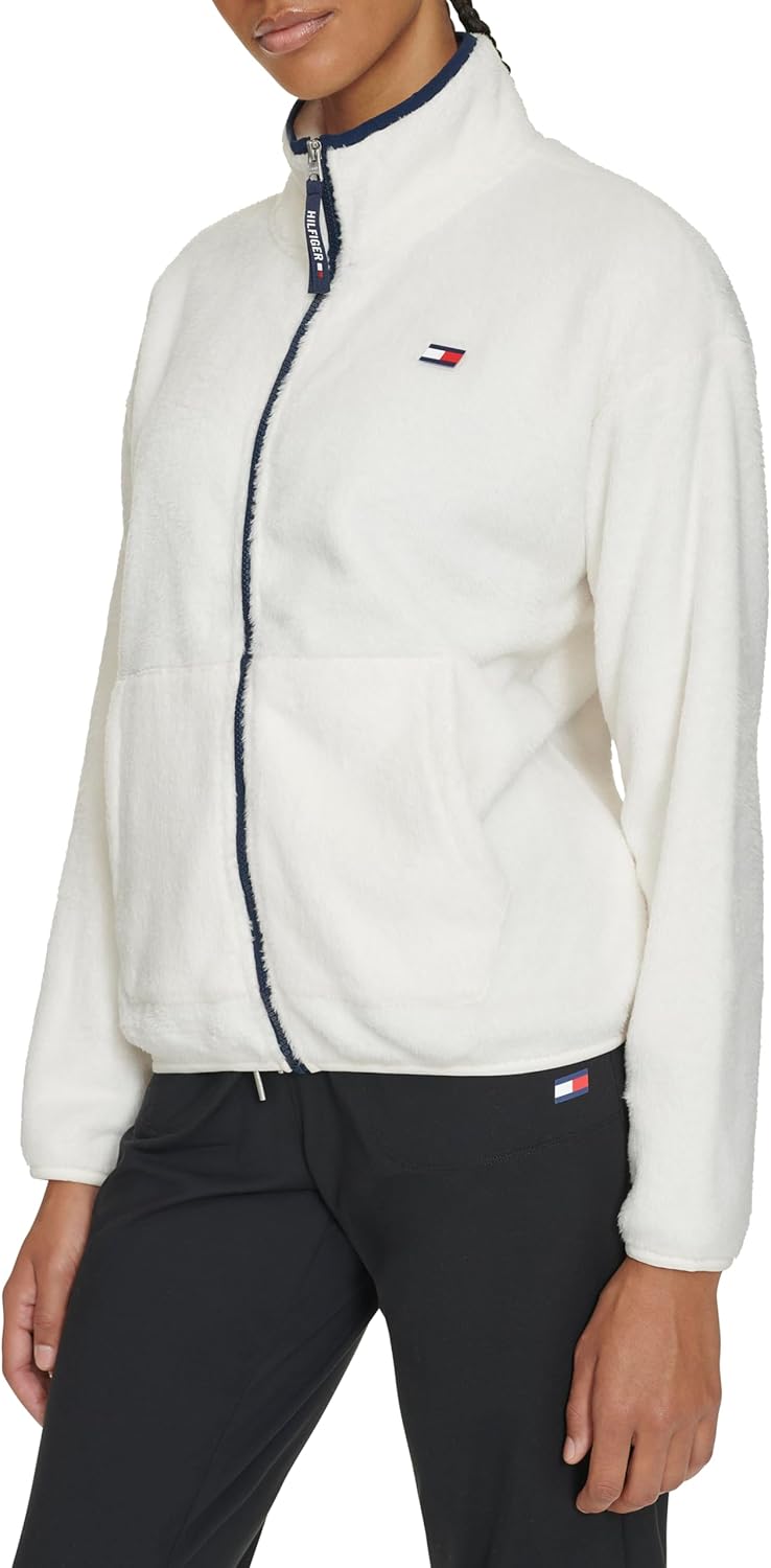 Женская куртка Tommy Hilfiger из шерпы с застежкой-молнией и воротником-стойкой, Ivory — фото 3