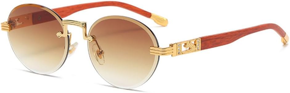 

Круглые панк-солнцезащитные очки LVTFCO без оправы для мужчин и женщин, роскошные солнцезащитные очки с леопардовым принтом, винтажные очки, защита от УФ-излучения UV400, 4