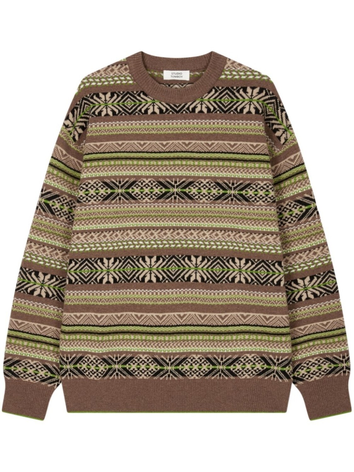 

Свитер с интарсией в технике fair isle STUDIO TOMBOY, коричневый