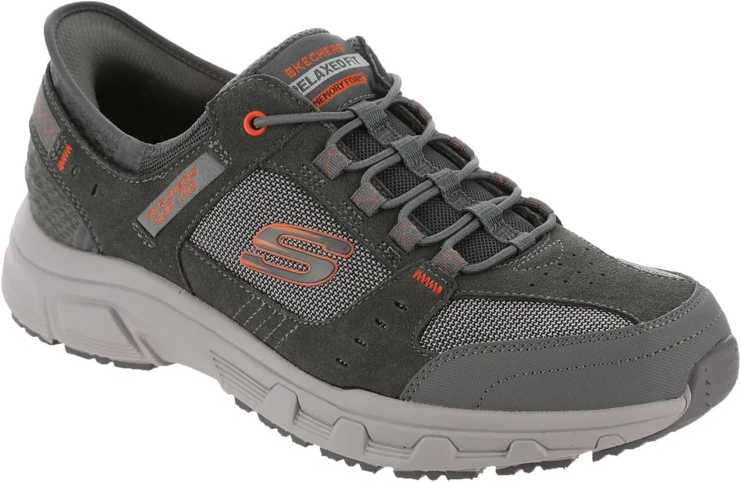 Мужские походные кроссовки Skechers Oak Canyon, неизменно выигрывающие в категории "Лучший выбор", Grey-Orange — фото 2