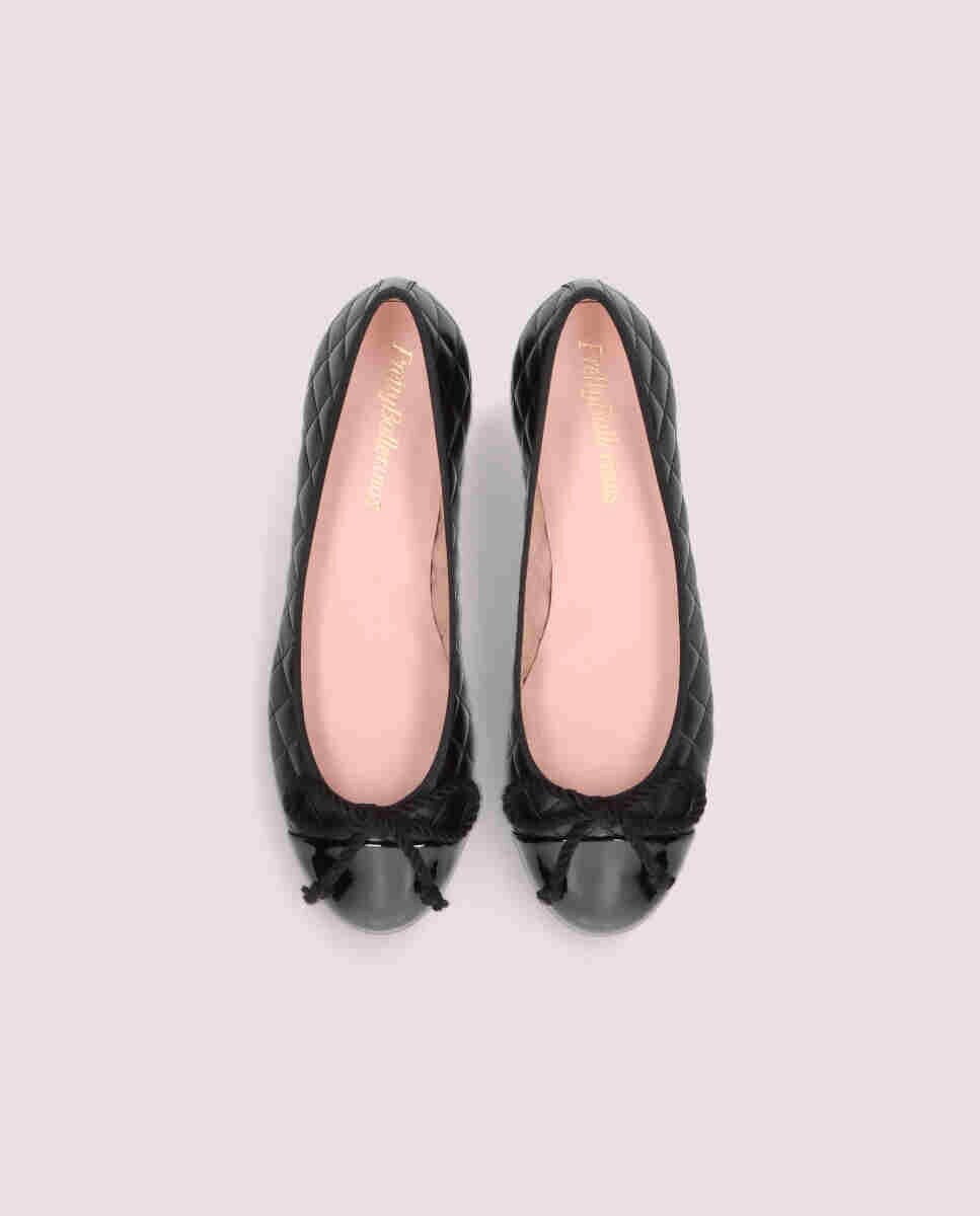 Женские балетки из черной стеганой наппы с лакированным мыском Pretty Ballerinas, черный — фото 3