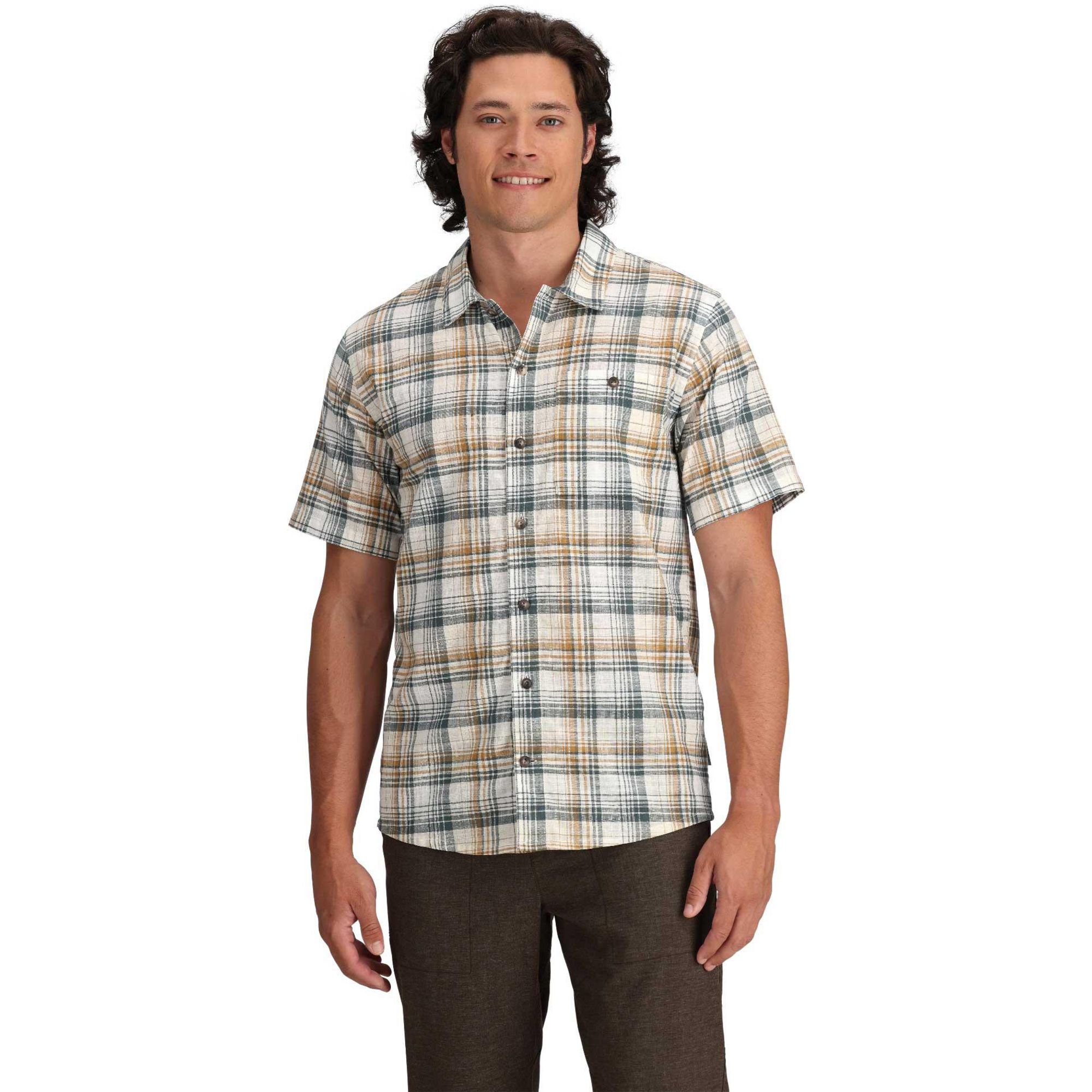 

Мужская рубашка с коротким рукавом в клетку "Красное дерево" Royal Robbins, Bistre Pismo Plaid