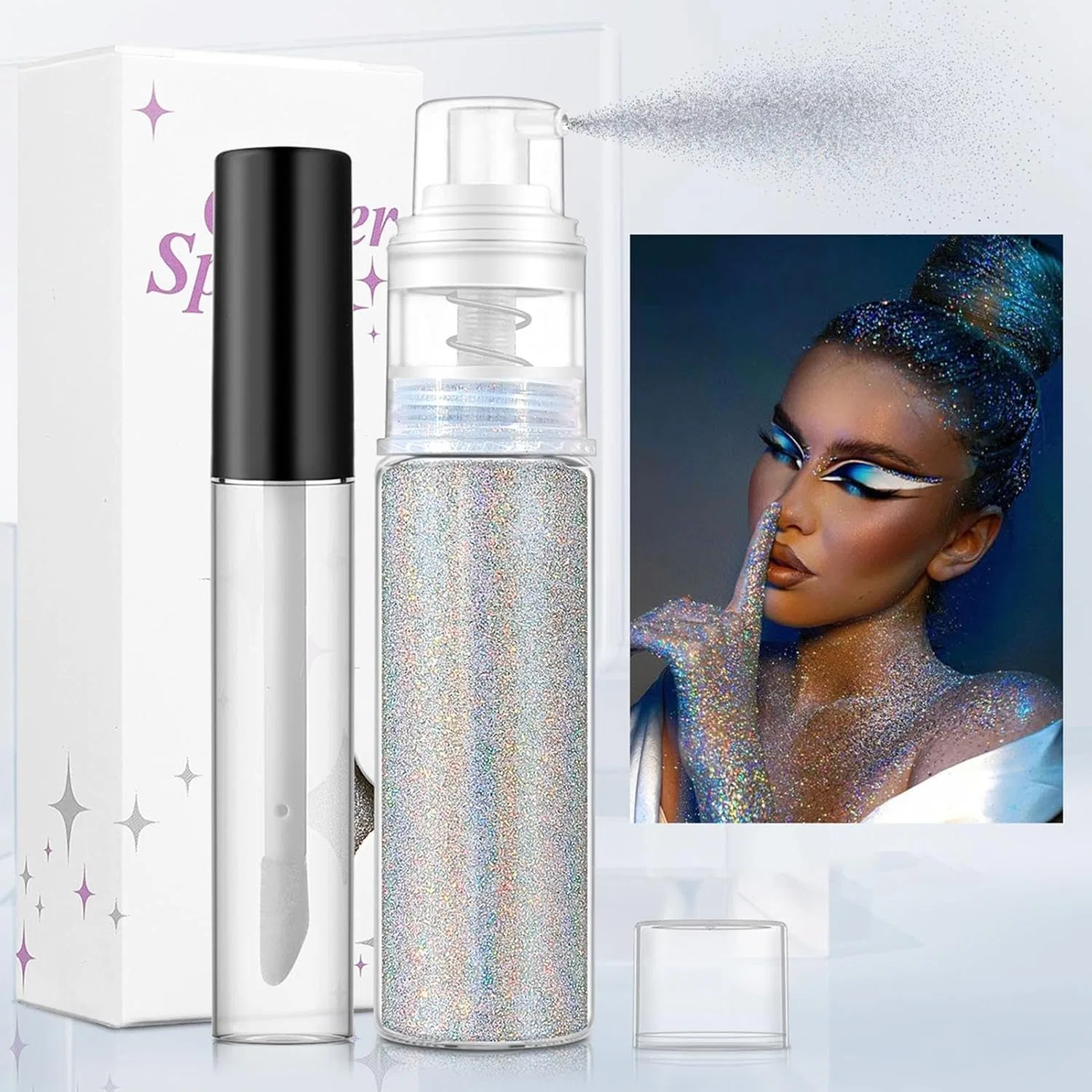 Спрей для тела с блестками Body Glitter Spray, 15 г, 10 мл — фото 3