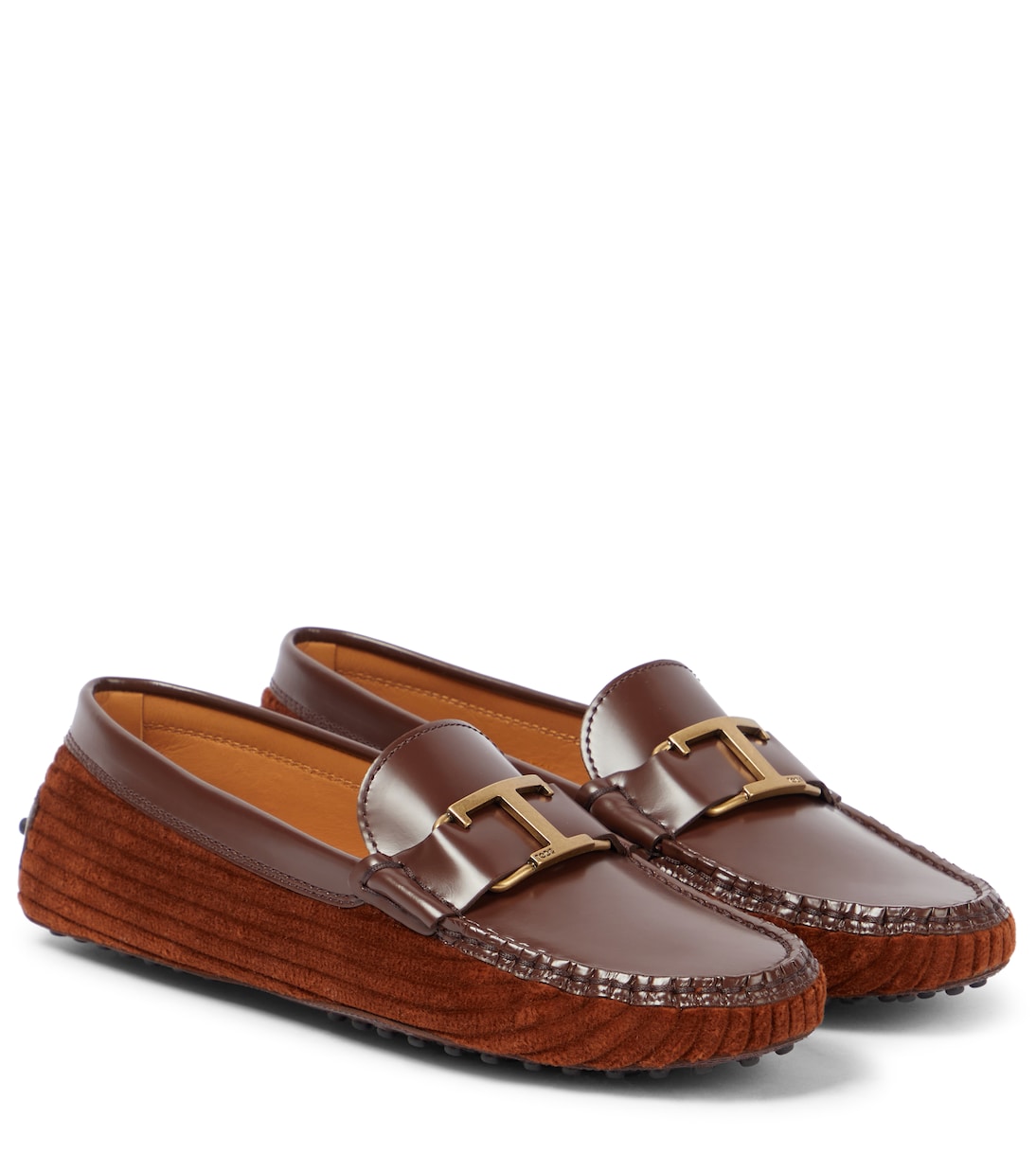 Лоферы Gommino из кожи и бархата Tod's, Cognac