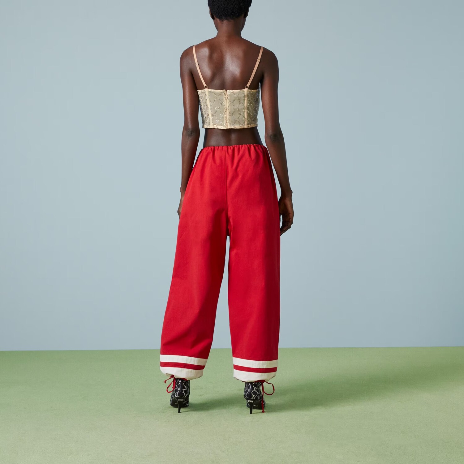 Брюки женские повседневные Gucci, классический крой, красный — фото 4
