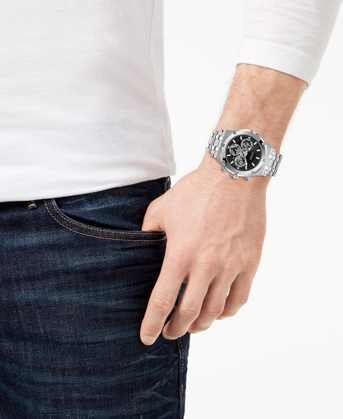 Мужские часы-браслет из нержавеющей стали 44 мм GUESS — фото 2