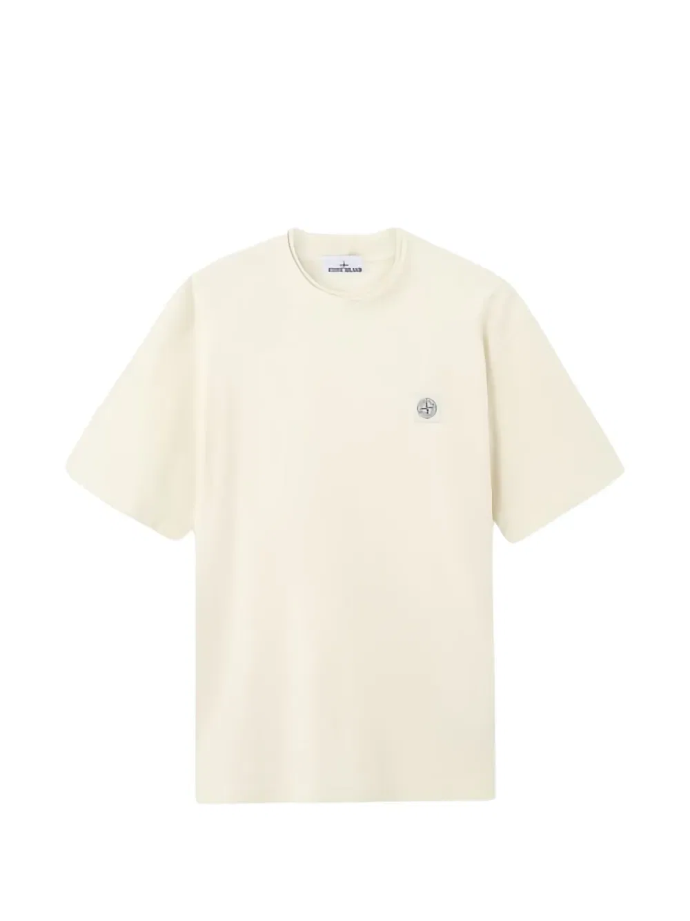 Хлопковая футболка с круглым вырезом и нашивкой Stone Island, нейтральный