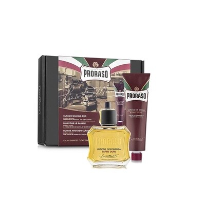 

Набор для бритья Proraso Classic Shaving Duo, питательный для грубой бороды, с тюбиком крема для бритья и лосьоном после бритья
