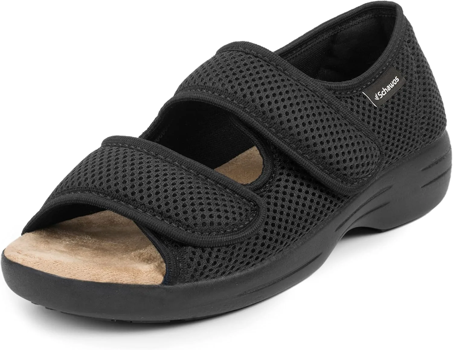 

Сандалии Stretch 06, для мужчин и женщин, ортопедические, для опухших ног, для пожилых SCHAWOS, черный