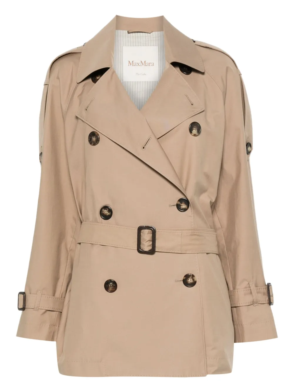 

Двубортное пальто с поясом MAX MARA, нейтральный