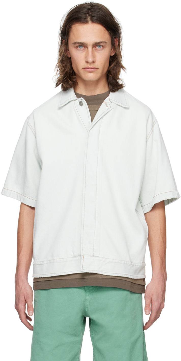 

Синяя потертая джинсовая рубашка MM6 Maison Margiela
