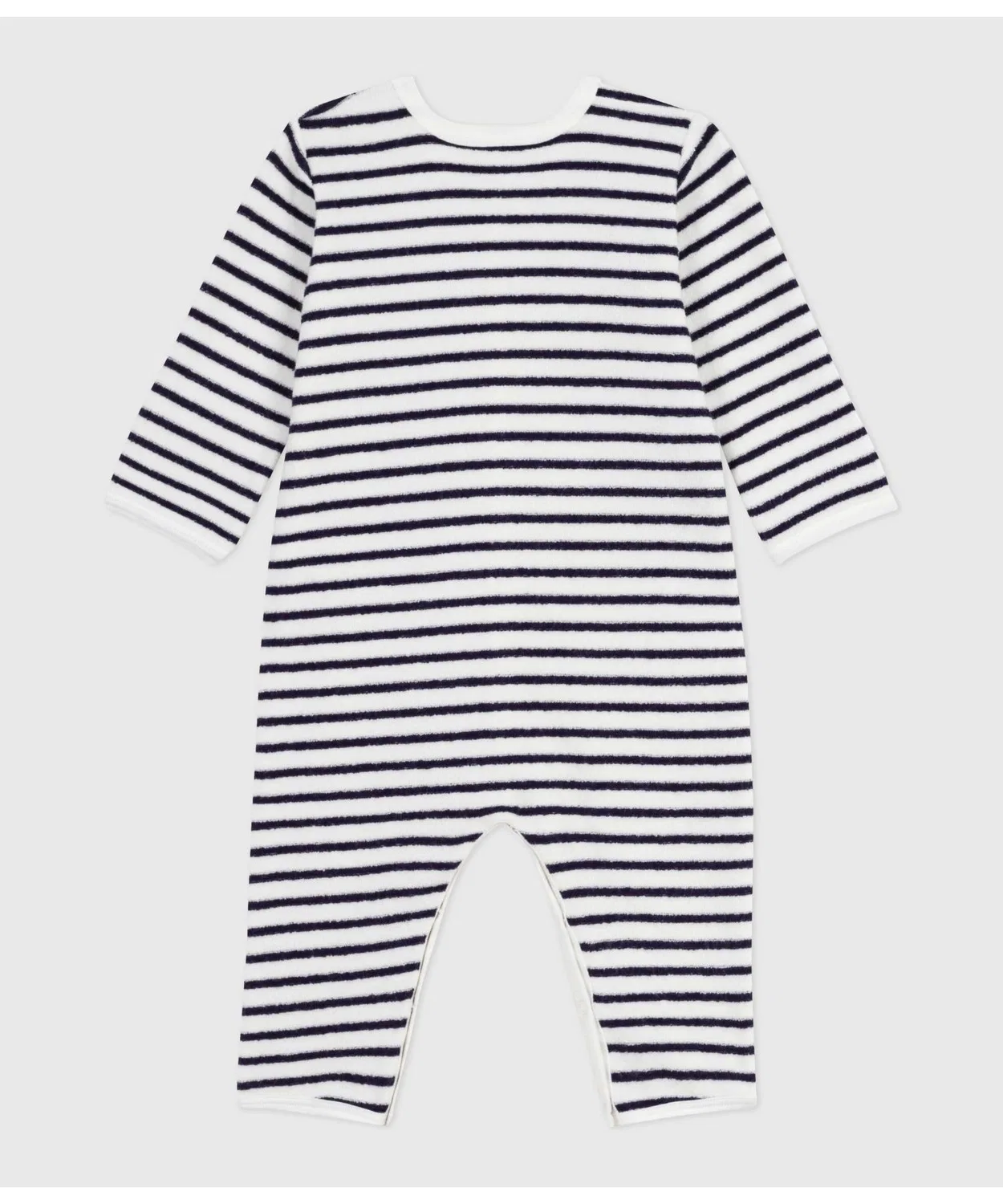 Ромпер без ножек с мариньер-бордюром Petit Bateau, белый с синей полоской — фото 4