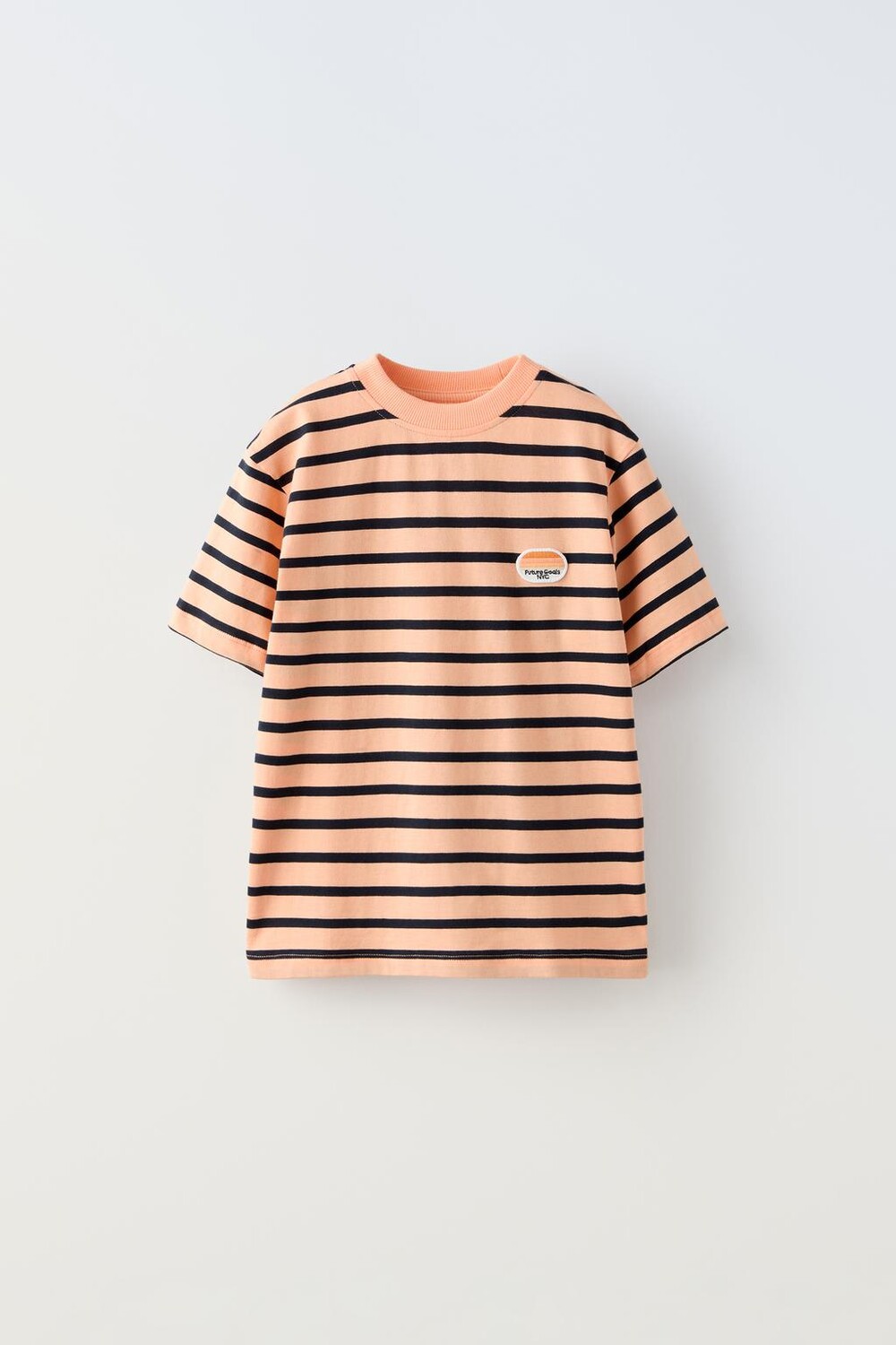 

Полосатая футболка с нашивкой ZARA, коралловый