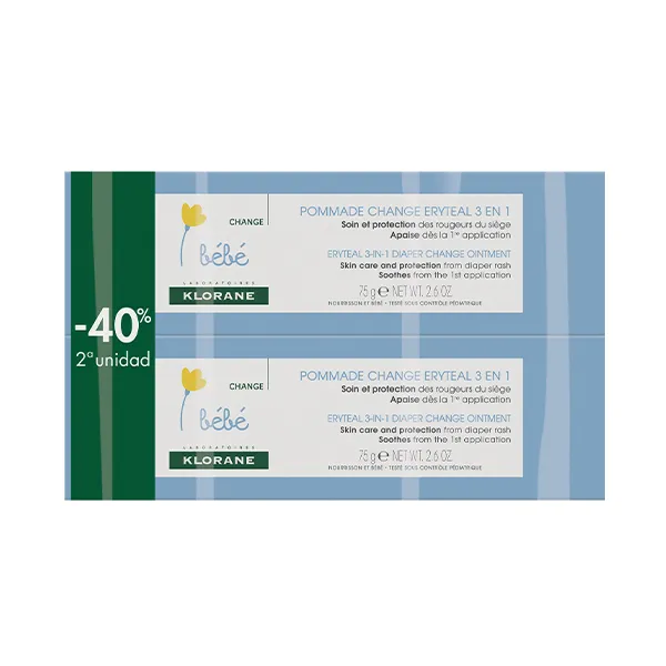 

Детская мазь под подгузник Bebe Duo Eryteal Pomada Klorane, 2 UD