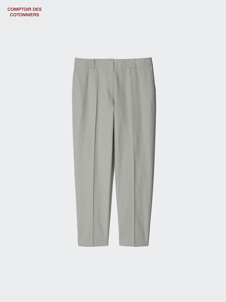 Льняные хлопковые брюки до щиколотки Uniqlo, фиолетовый — фото 2