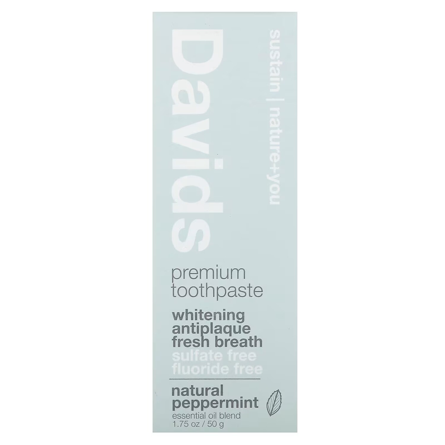 Зубная паста отбеливающая Davids Natural Toothpaste натуральная перечная мята, 50 г — фото 2