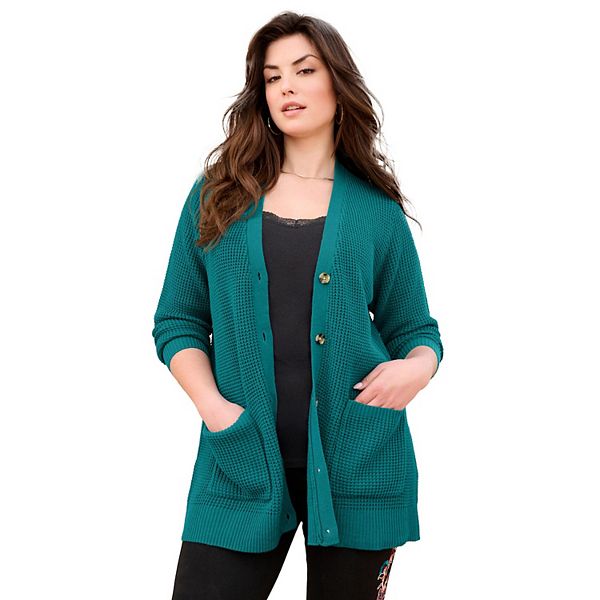 

Женский кардиган на пуговицах плюс сайз Roaman'S, Tropical Teal
