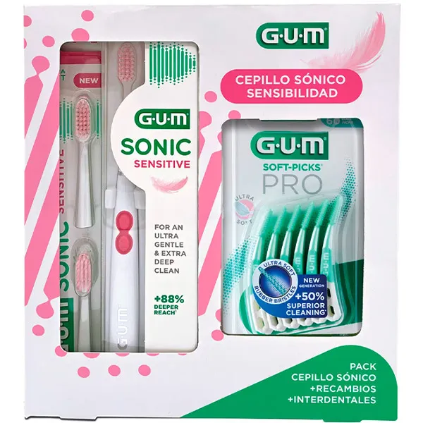 

Звуковая щетка + насадки + межзубные прокладки Pack Sonic Sensitive Gum, 1 UD