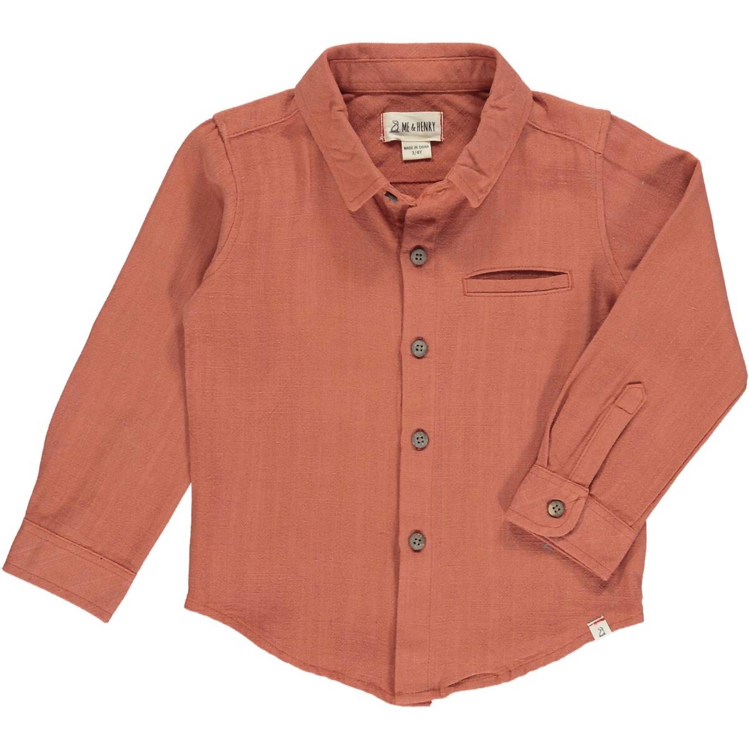 

Футболка Atwood Woven для мальчика из ржавой марли ME & HENRY, цвет rust gauze