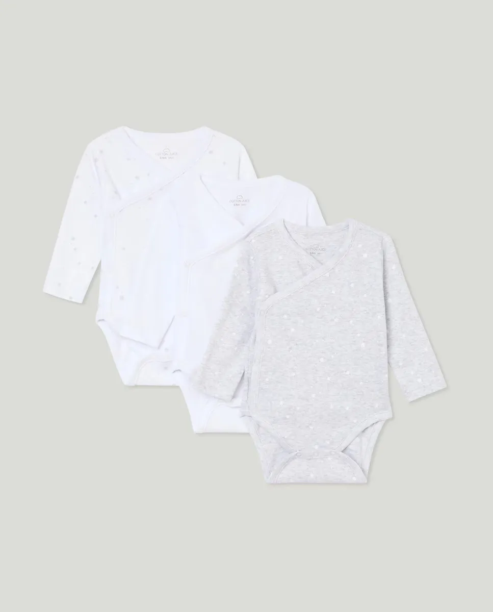 

Упаковка из трех боди с длинными рукавами для девочек Cotton Juice, белый