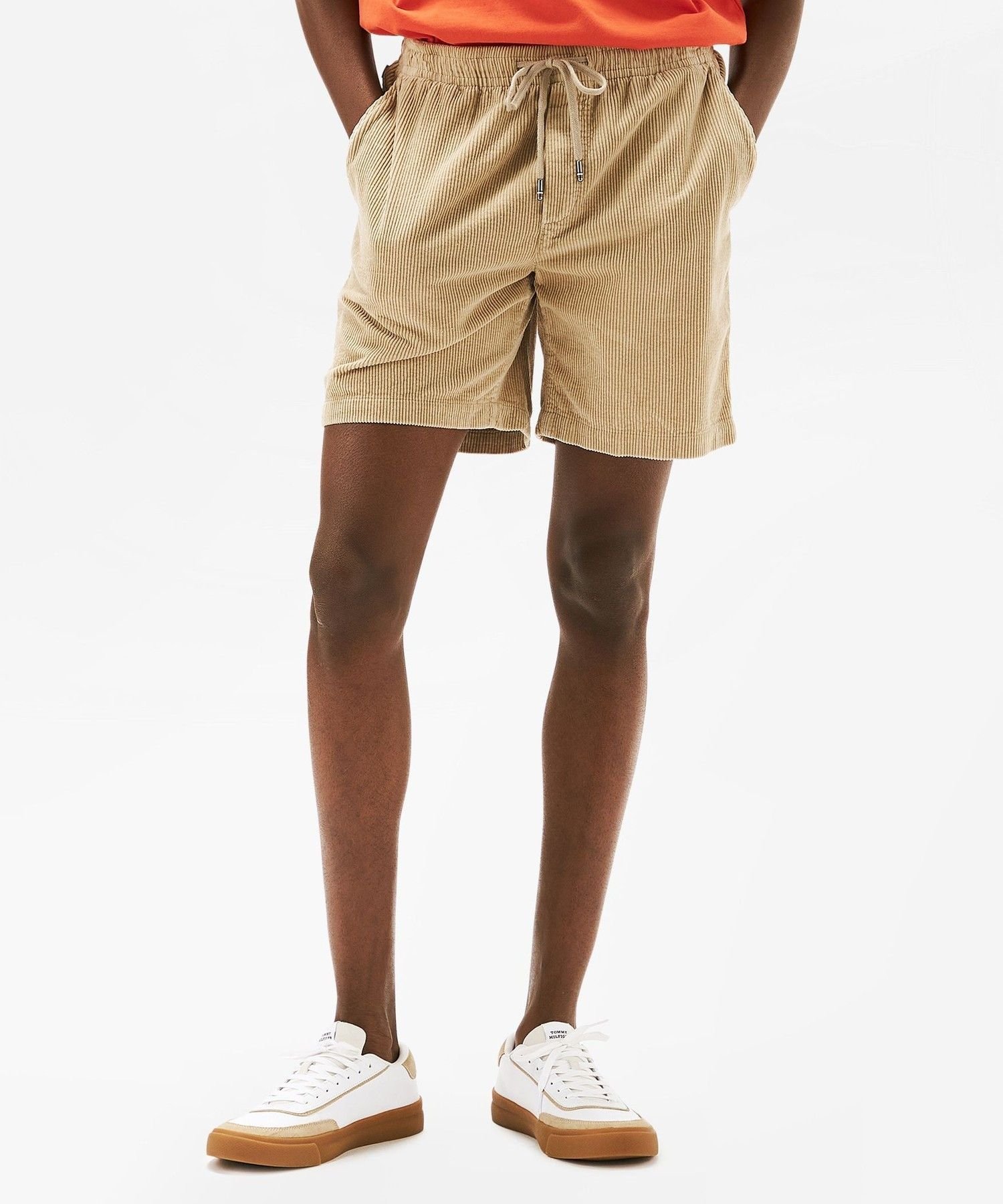 Шорты из вельвета, окрашенные в готовом виде TOMMY HILFIGER, Beige RBT