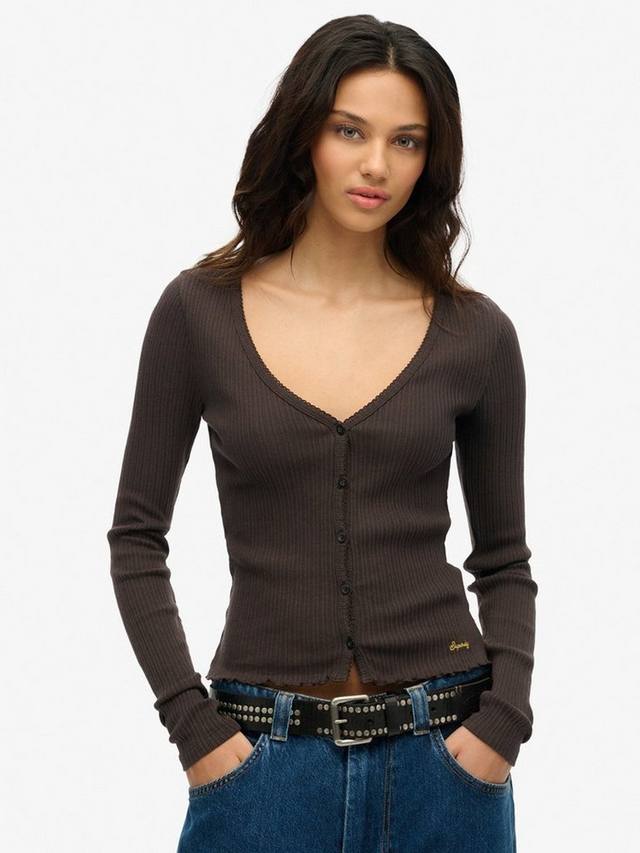 

Футболка с длинным рукавом Essential Button Superdry, Bison Black