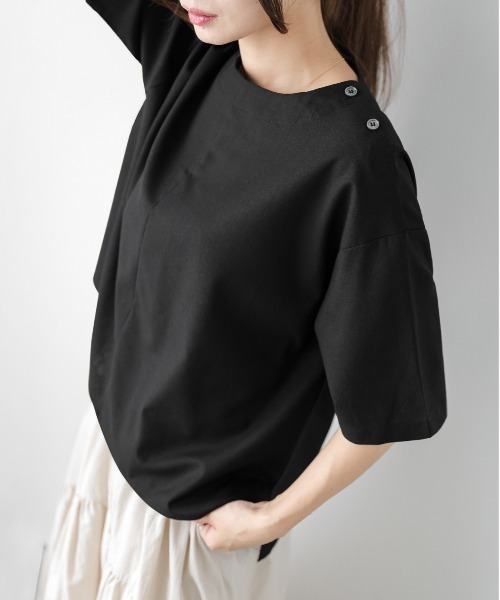 

Футболка из льна с пуговицами на плечах Lesperance, черный