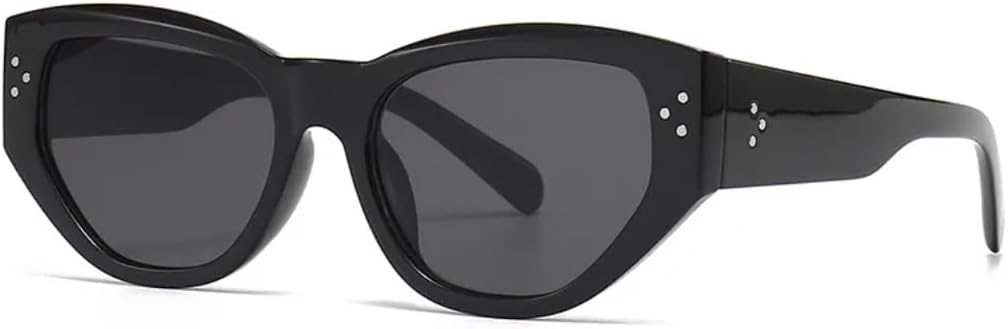 

Модные дизайнерские солнцезащитные очки «кошачий глаз» с заклепками, винтажные, сексуальные, в большой оправе, в стиле панк, для женщин, с защитой от УФ-излучения SZVVBKK, Black Black