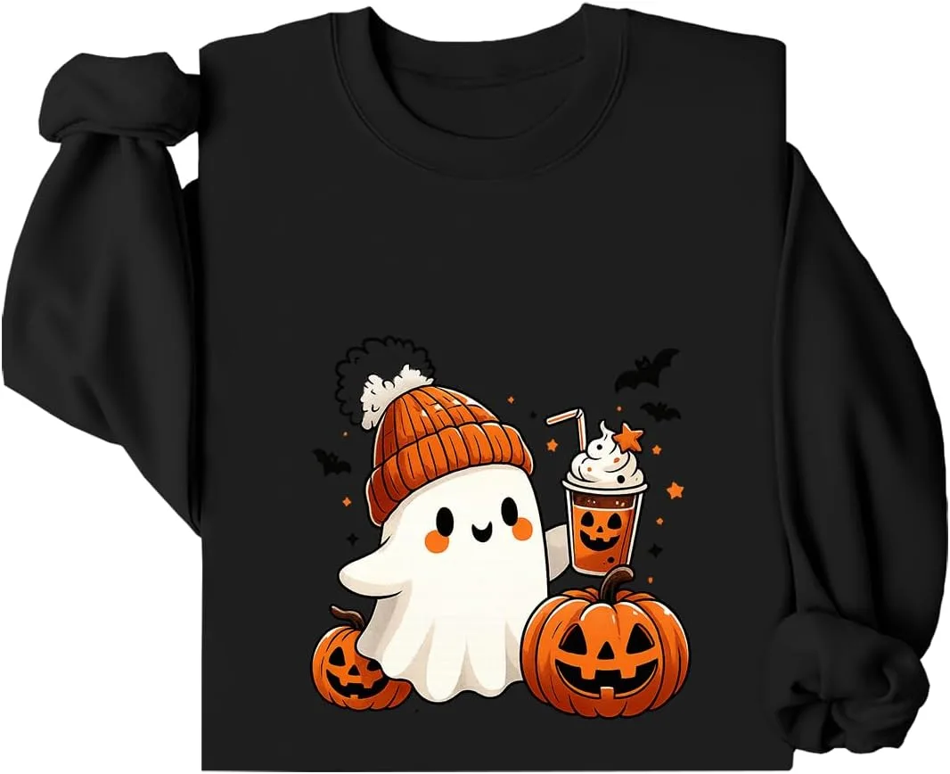 

Свитшот с принтом "Милое привидение с тыквенным латте" Halloween, Unisex