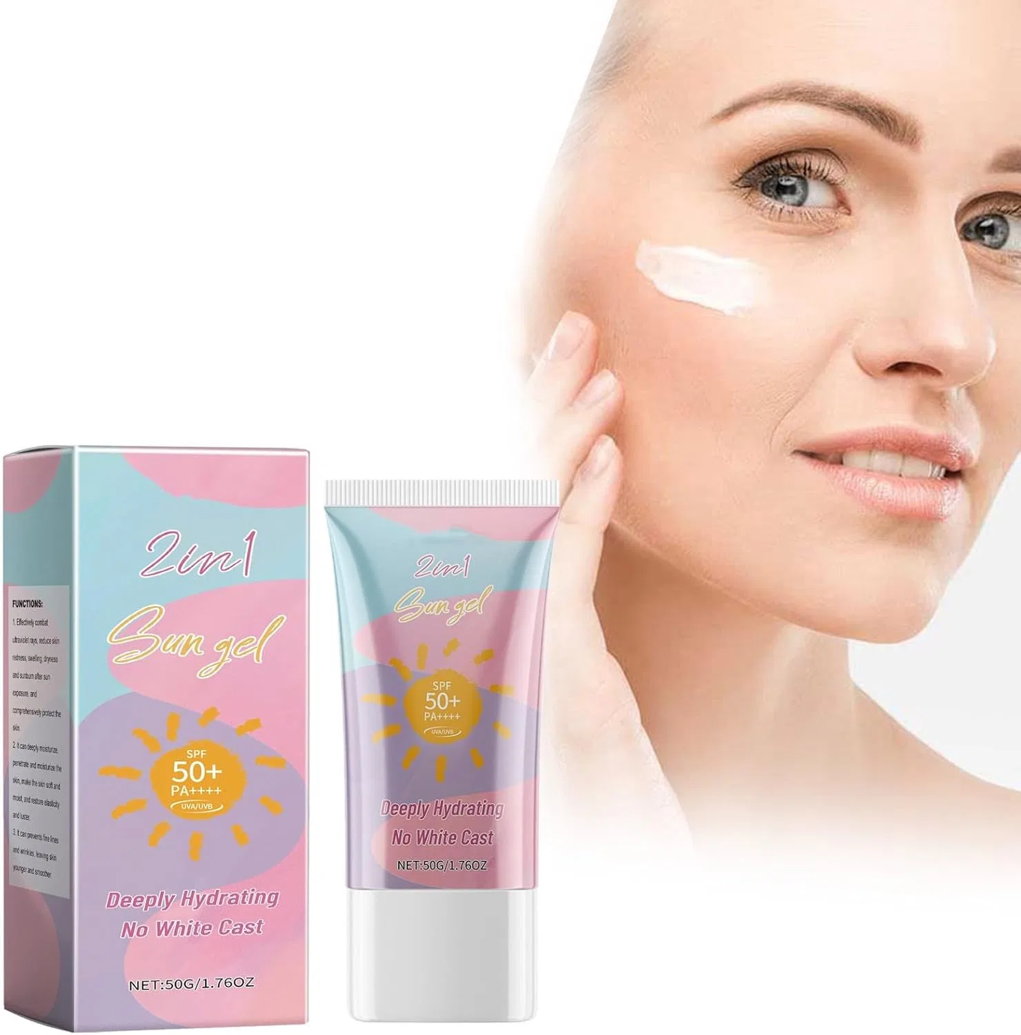 Солнцезащитный лосьон SPF50 освежающий увлажняющий, 70 г, розовый — фото 4