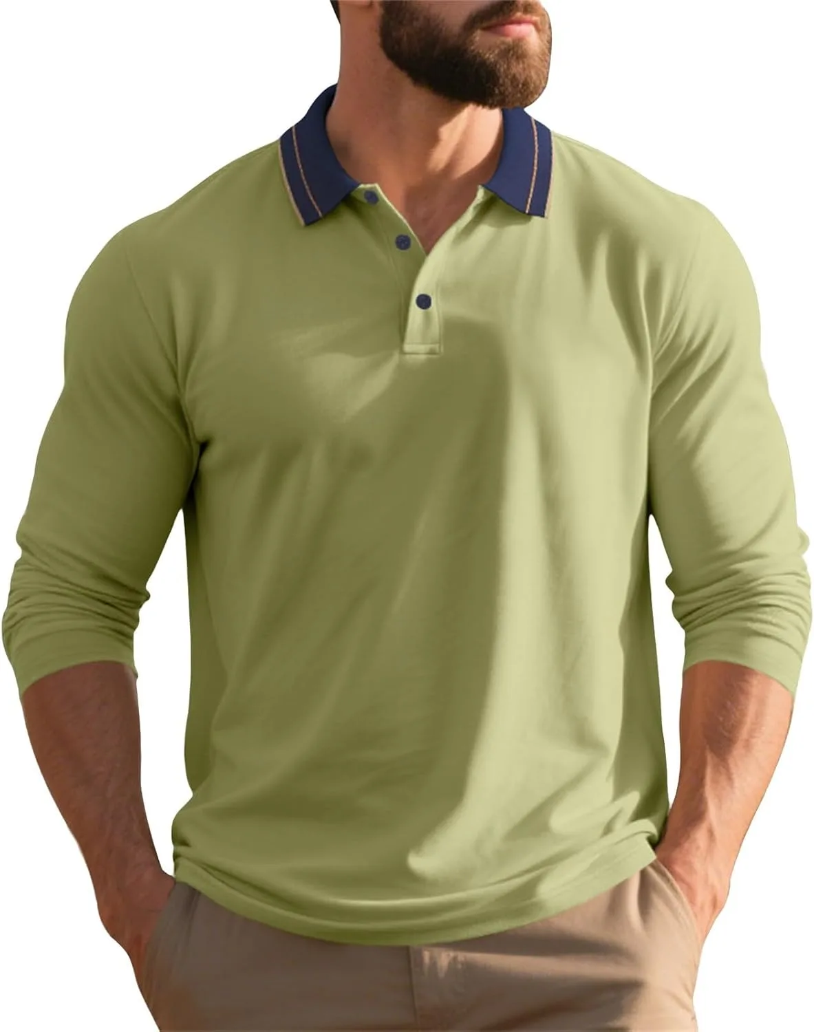 

Мужская поло для гольфа Trendy Classic Business Work Athletic, Slim Fit, длинный рукав