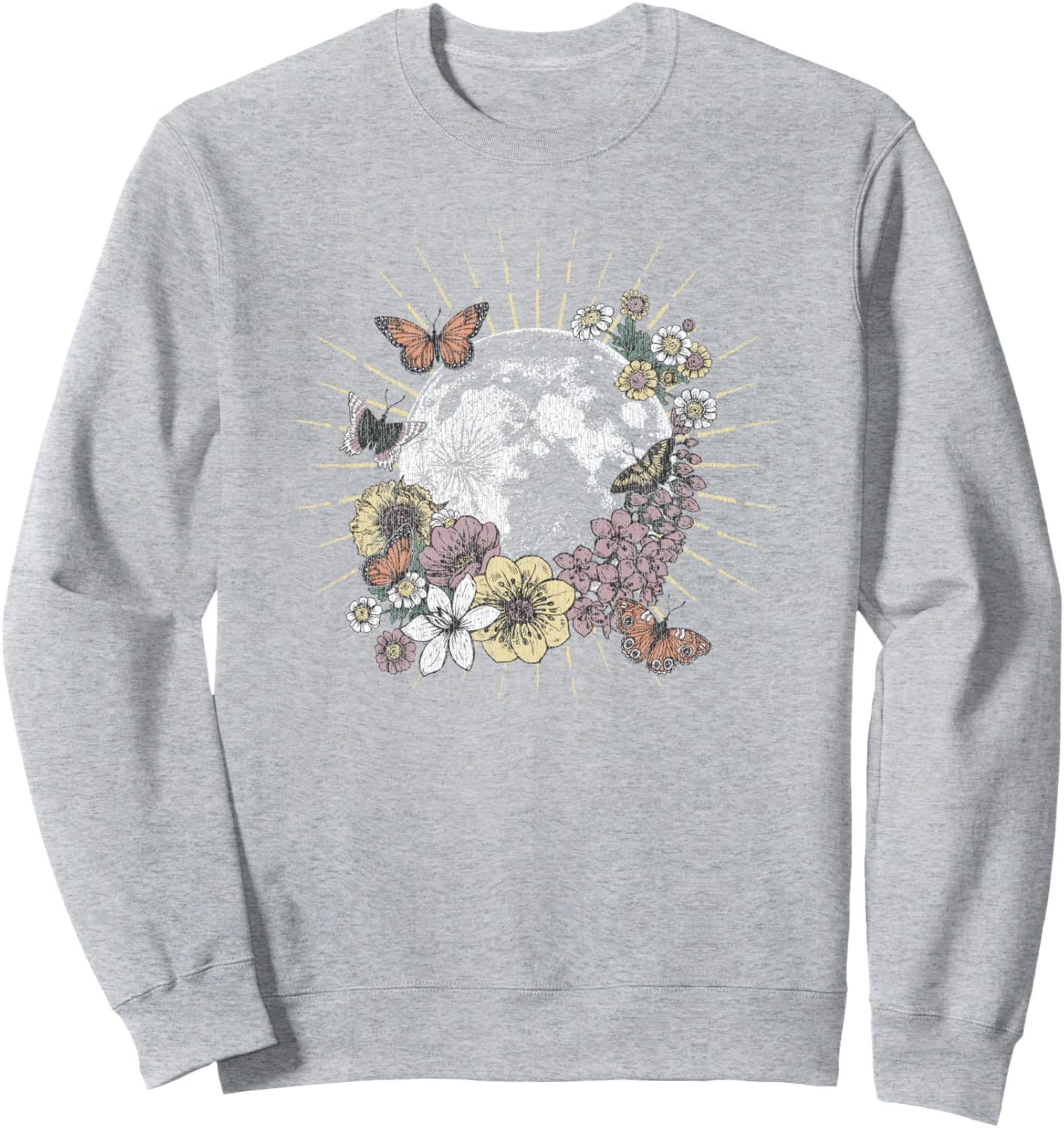 

Толстовка с цветочным рисунком: бабочка, кружащаяся в луне Trendy Apparel, серый