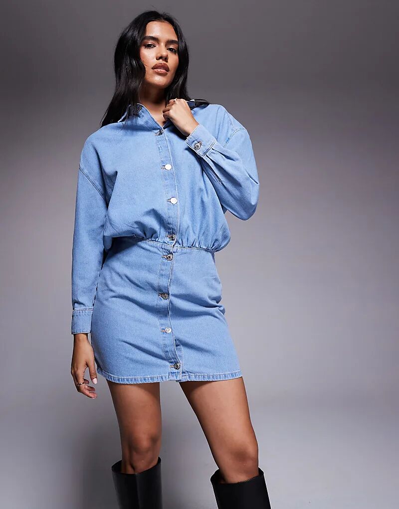 

Джинсовое мини-платье ASOS DESIGN бледно-белого цвета