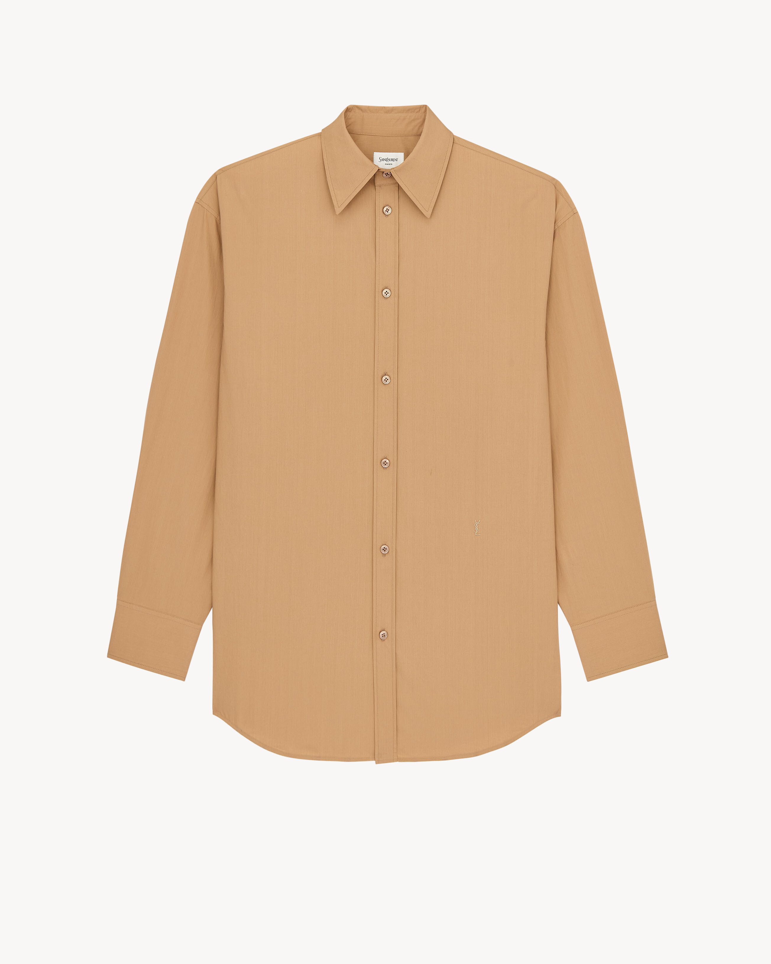 

Рубашка CASSANDRE из полосатого хлопкового поплина Saint Laurent, коричневый