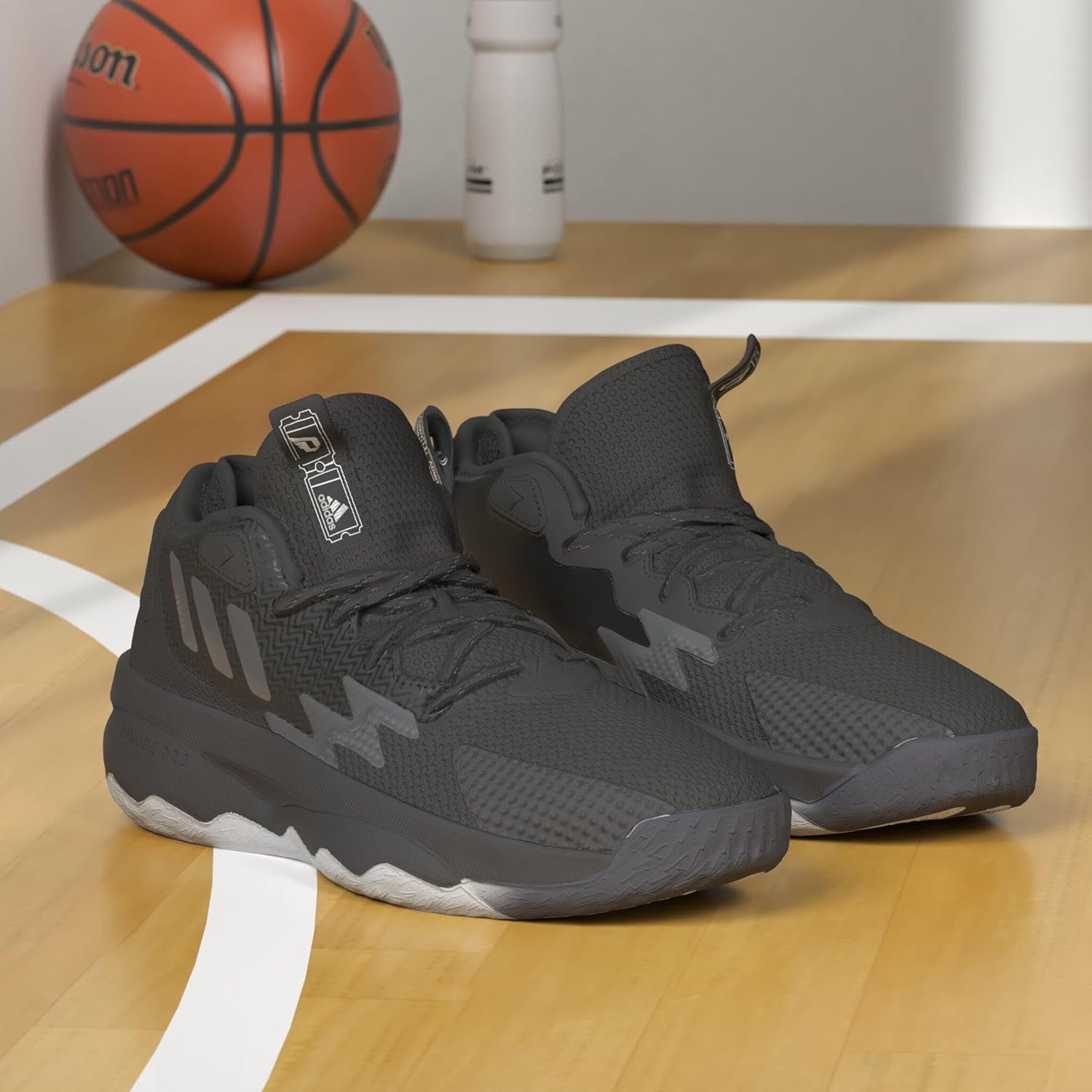 Кроссовки Adidas для взрослых унисекс Dame 8, белый/черный/серый — фото 2